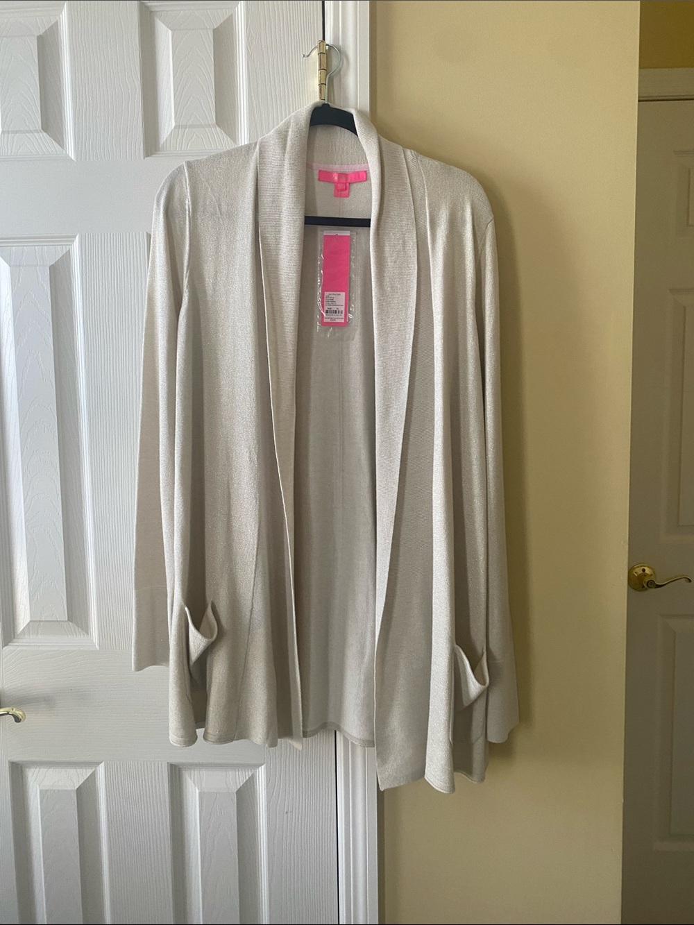 Lilly Pulitzer Cream Open-Front Draped Cardigan